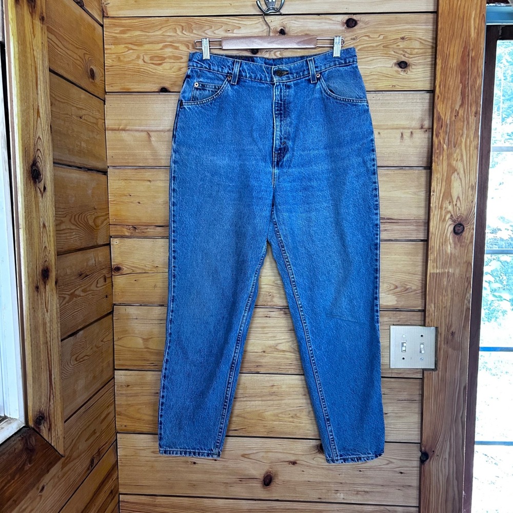 Vintage Tapered Fit Jeans Women Size 14 Medium Wash Orange Tab Mom Jeans Levi's